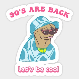 cool dog 90s back Sticker